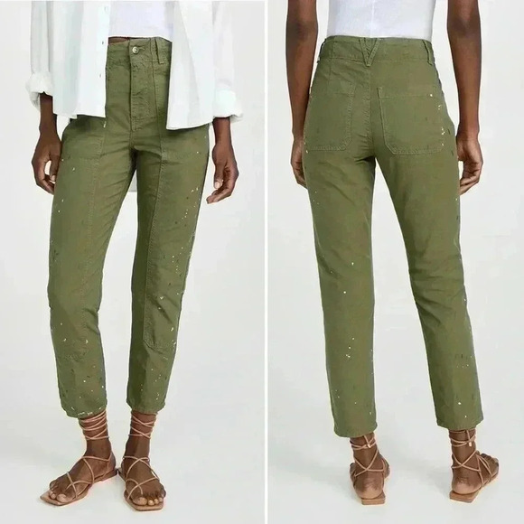 NWT Veronica Beard Arya Straight Carpenter Pants Size 29 Military Green - Picture 1 of 10